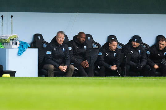 Malmö FFs tränare Åge Hareide och assisterande tränare