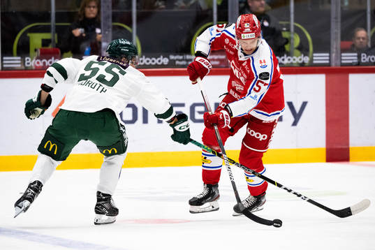 Färjestads Max Lindroth och Timrås Anton Wedin