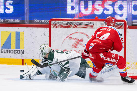 Färjestads målvakt Matthew Tomkins och Timrås Jonathan