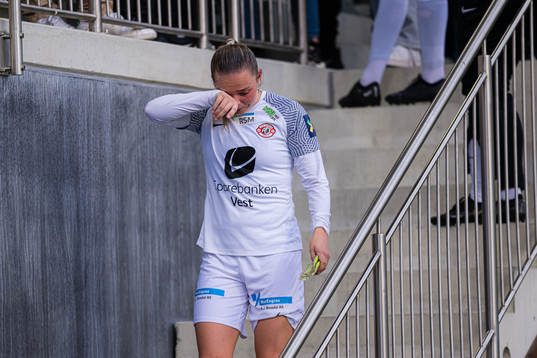 Martine Humlestøl Midtbø of Arna-Bjørnar looks dejected