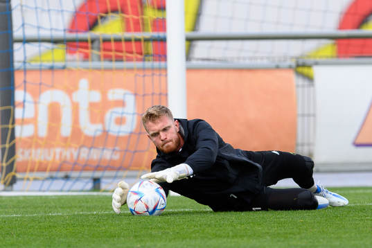 Falkenbergs målvakt Tim Erlandsson före fotbollsmatchen i