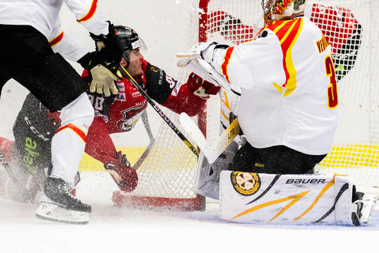 Malmö Redhawks Lance Bouma kraschar in i stolpen