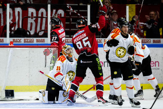 Brynäs målvakt Veini Vehviläinen deppar