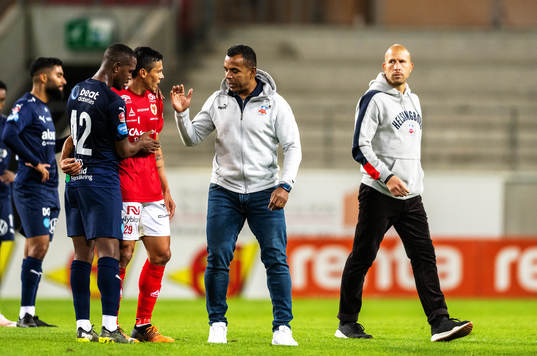 Helsingborgs tränare Alvaro Santos och tränare Mattias