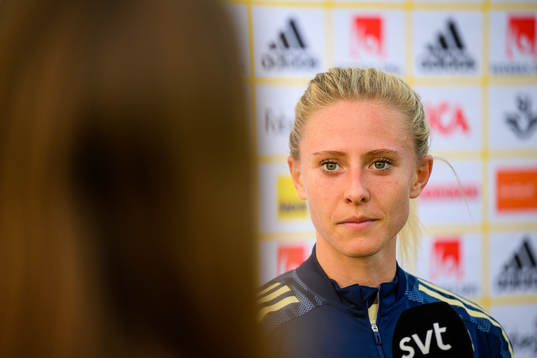 Rebecka Blomqvist is interviewed by the media