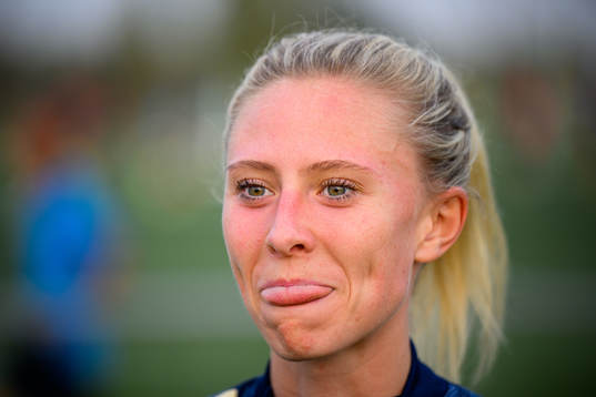 Rebecka Blomqvist is interviewed by the media