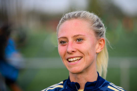 Rebecka Blomqvist is interviewed by the media