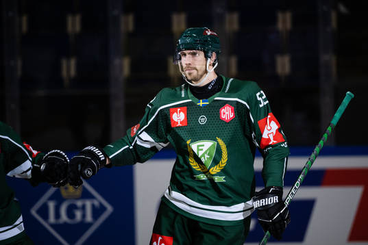 August Tornberg of Färjestad celebrates