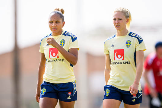 Madelen Janogy and Rebecka Blomqvist of the Swedish women's