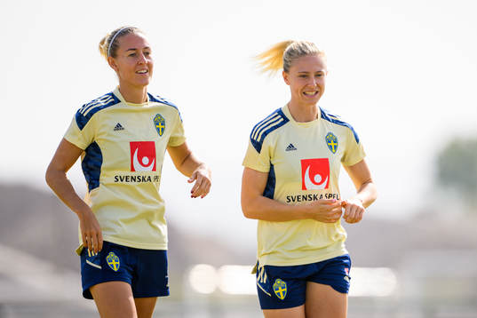 Emma Kullberg and Rebecka Blomqvist of the Swedish women's