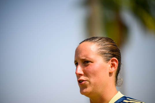Goalkeeper Emma Lind of the Swedish women's national