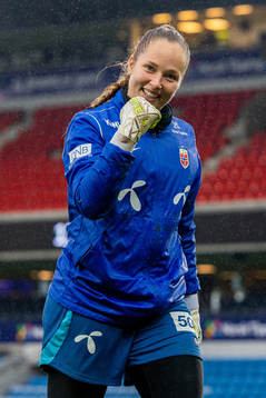 Goalkeeper Aurora Mikalsen of the Norwegian women's