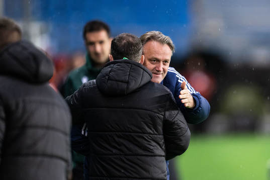 Erling Moe, head coach of Molde, and Stephen Bradley, head
