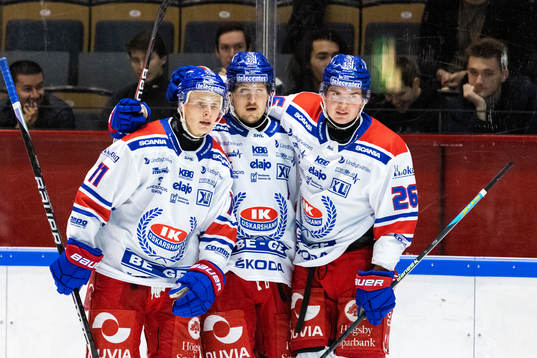 Oskarshamns Antti Suomela Patrik Karlkvist och Lukas Pilö