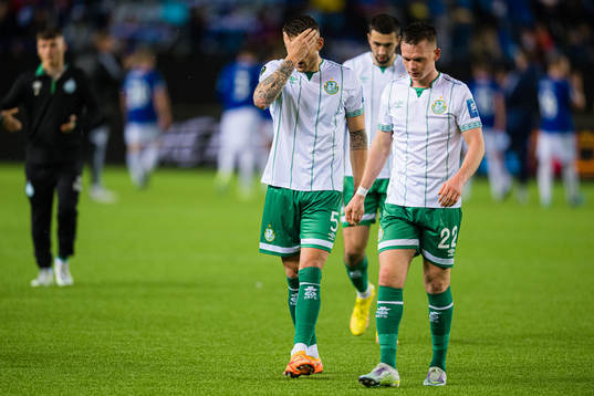 Lee Grace and Andy Lyons of Shamrock Rovers looks dejected