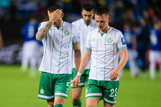 Lee Grace and Andy Lyons of Shamrock Rovers looks dejected