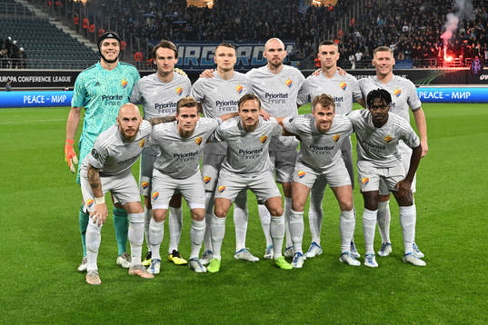 Players of Djurgården pose for a team photo