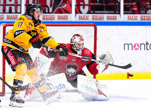 Luleås Isac Brännström och Malmö Redhawks målvakt