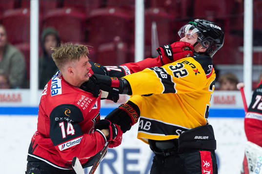 Malmö Redhawks Carl-Johan Lerby och Luleås Oscar Engsund
