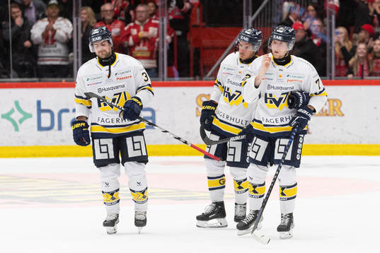 HV71s Nichlas Torp och Jonathan Davidsson deppar
