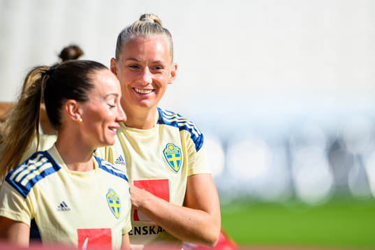 Kosovare Asllani and Stina Blackstenius of the Swedish