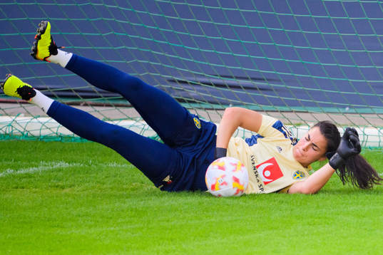 Goalkeeper Zecira Musovic of the Swedish women's national