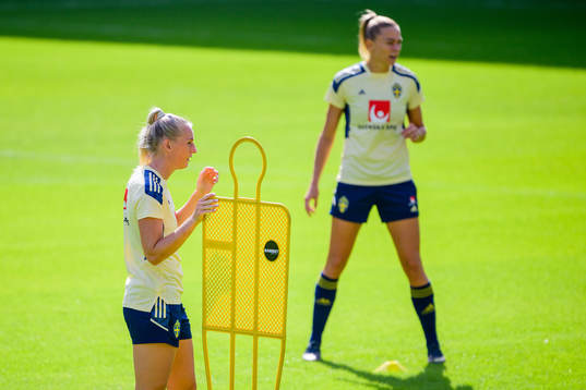Stina Blackstenius and Fridolina Rolfö of the Swedish