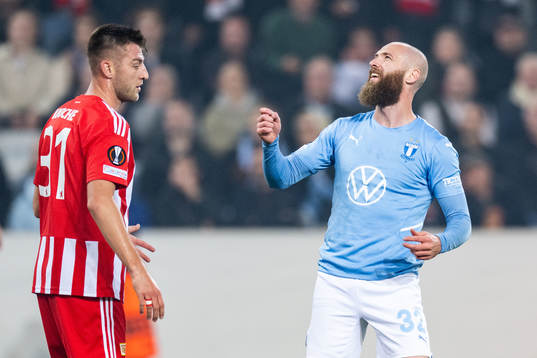 Jo Inge Berget of Malmö FF looks dejected