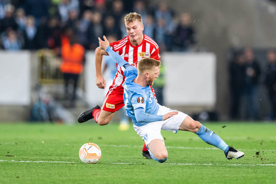 Anders Christiansen of Malmö FF and Andras Schäfer of