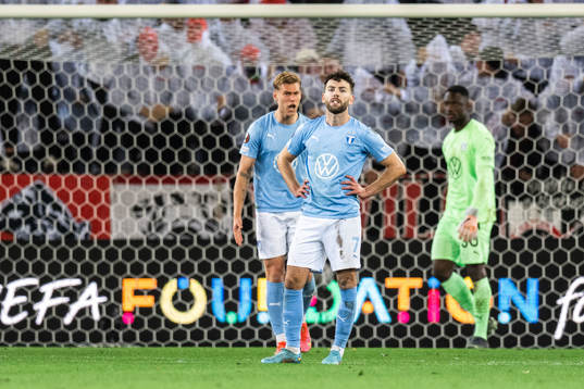 Felix Beijmo and Erdal Rakip of Malmö FF looks dejected