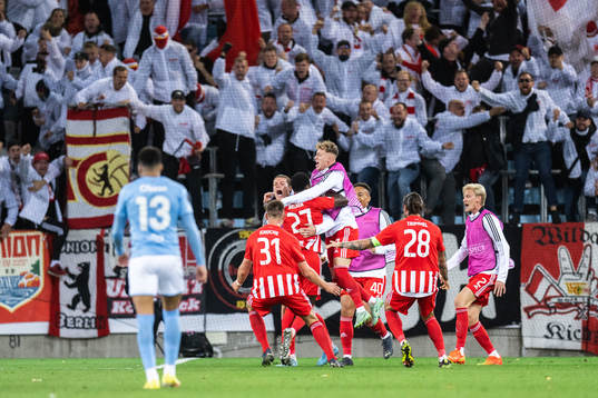 Players of Union Berlin celebrate