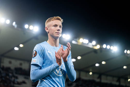 Hugo Larsson of Malmö FF looks dejected