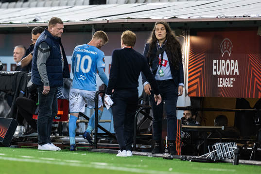 Anders Christiansen of Malmö FF looks dejected