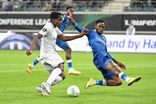 Joel Asoro of Djurgården and Jordan Torunarigha of Gent