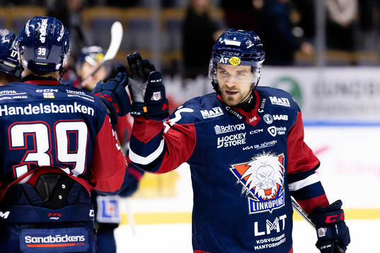 Linköpings Ty Rattie och Craig Schira jublar