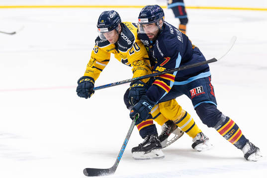 Södertäljes Nikola Pasic och Djurgårdens Johan Alm