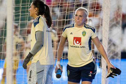 Goalkeeper Emma Holmgren of Sweden in pain