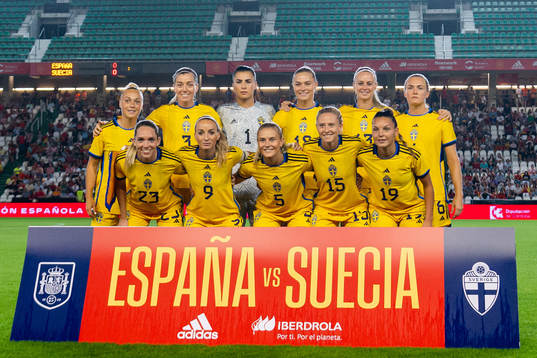 Players of Sweden pose for a team photo