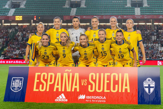 Players of Sweden pose for a team photo