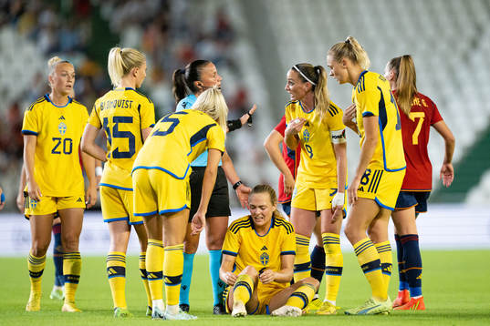 Magdalena Eriksson of Sweden in pain