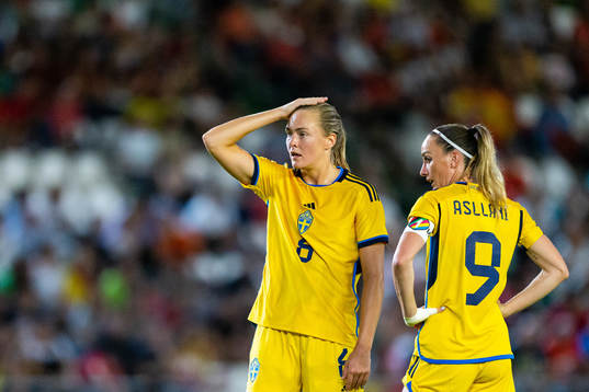 Magdalena Eriksson and Kosovare Asllani of Sweden
