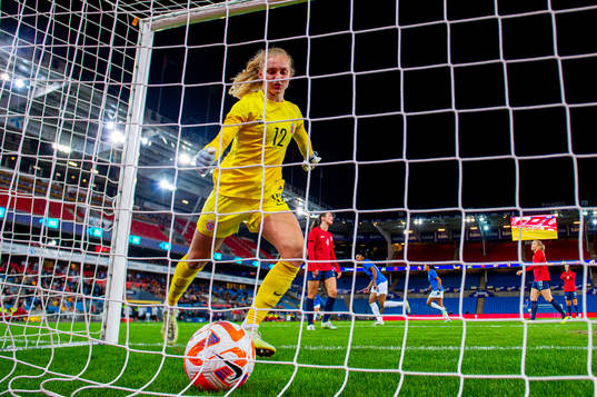 Goalkeeper Sunniva Skoglund of Norway looks dejected