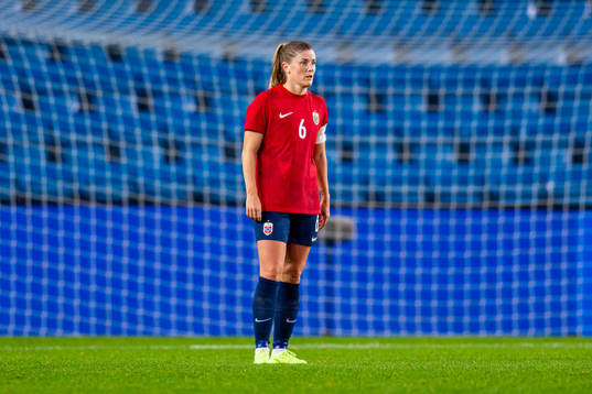 Maren Mjelde of Norway looks dejected