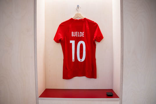 The kit of Thea Bjelde of Norway in the dressing room