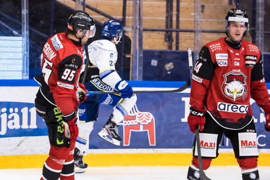 Malmö Redhawkss Carl Persson och Carl-Johan Lerby deppar