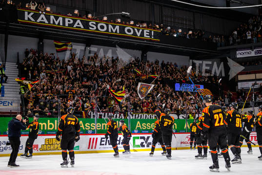 Brynäs spelare jublar framför supportrarna
