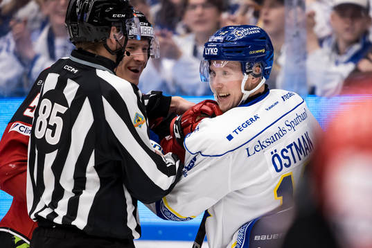 Malmö Redhawkss Emil Sylvegård och Leksands Kalle Östman