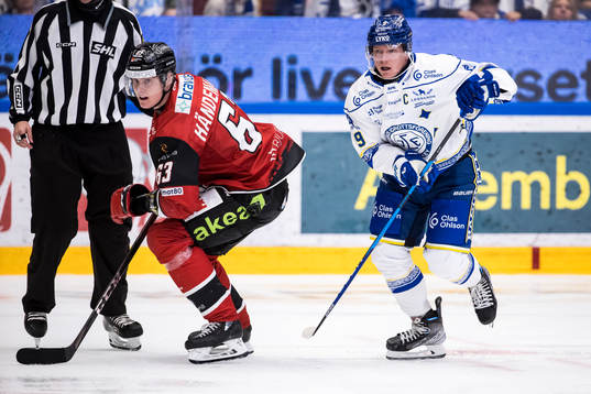 Malmö Redhawkss Fredrik Händemark och Leksands Patrik