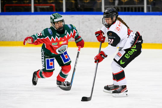 Frölundas Jennifer Carlsson och Malmö Redhawks Emilia