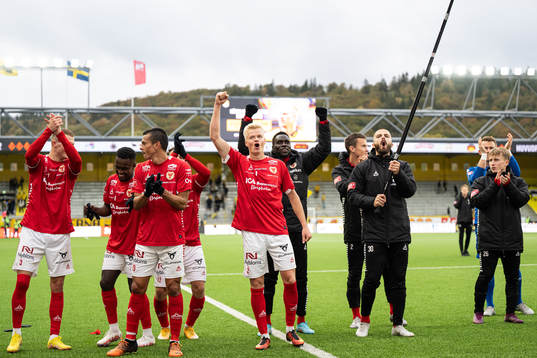 Kalmars spelare jublar